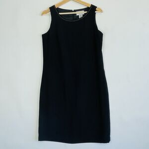 Vtg Mary McFadden Shift Dress Women 8 Black Sleeveless LBD Classic‎ Mid Century